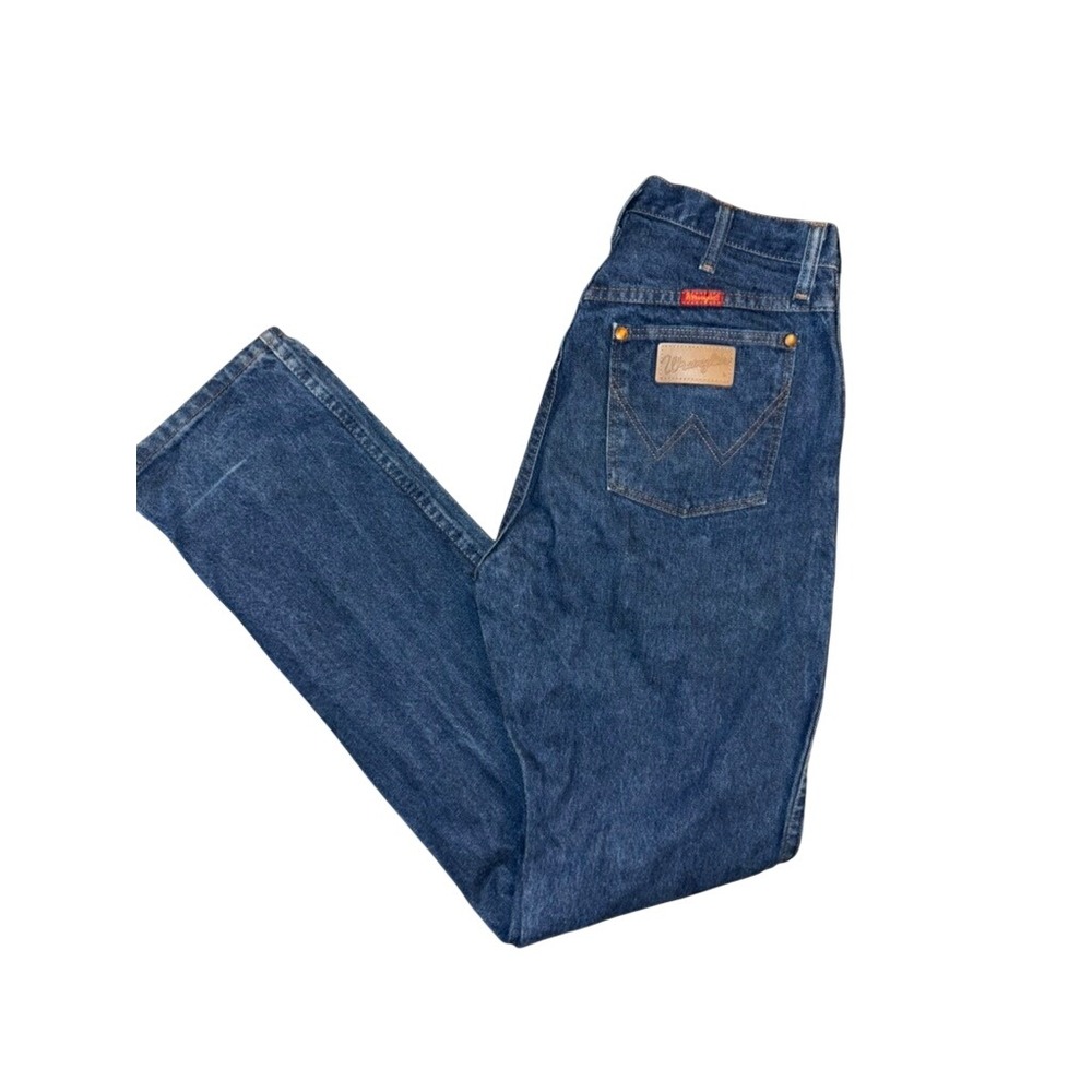 Vintage Wrangler Jeans Womens 11x34 Made USA High Rise Straight Leg Dark Denim